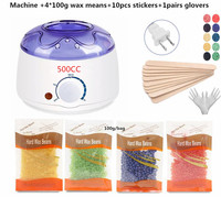 Elektryczny depilator Wax- Heater Wax Beans 10 sztuk zestaw do usuwania włosów z drewna zestaw do woskowania cera depilator 4